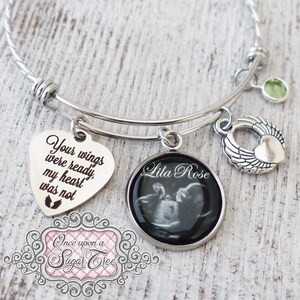 Angel Wing Miscarriage Bracelet-Personalized Custom Memorial Photo Bracelet-Remembrance Gifts-Sympathy-In Memory Of-Infant Loss-Child-Twins