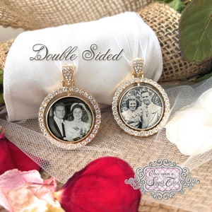 Double Sided Photo Bouquet Charm for Bride-Custom Photo Memorial Bouquet Charm-Wedding Remembrance Gift-Attach to Bouquet-Loss of Loved One
