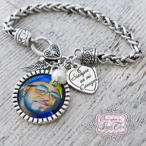 Spaanse Memorial Gift-foto armband, Siempre En Mi Corazon-verlies van geliefde armband, engel vleugel sieraden, sterfgeval cadeau-herinnering