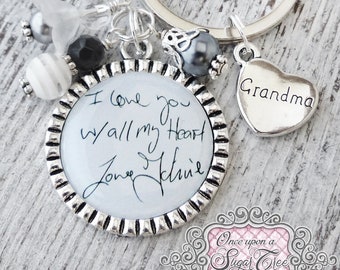 Custom Handwriting Gift-Handwritten Keychain or Necklace, Memorial Necklace, Actual Handwriting Jewelry, Gifts for Grandma, Signature Gifts