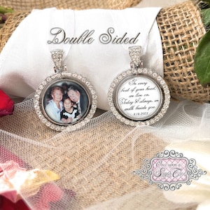 Wedding Memorial Charm-Bridal Bouquet Photo Charm-Double Sided- Loss of Mom and Dad Wedding Memorial for Bride-Remembrance Gift-Keepsake