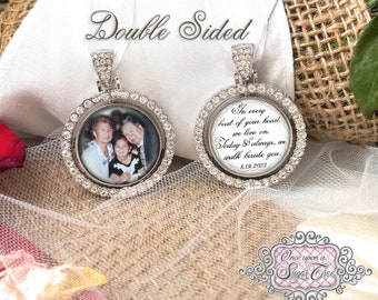Wedding Memorial Charm-Bridal Bouquet Photo Charm-Double Sided- Loss of Mom and Dad Wedding Memorial for Bride-Remembrance Gift-Keepsake