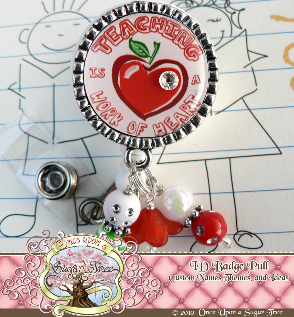 Teacher Apple Badge Reel Personalized Teacher Gifts Apple Etsy