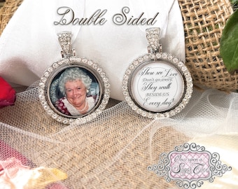 Bridal Memorial Photo Bouquet Charm-Wedding Charm-Double Sided-Those We Love Don't Go Away-Wedding Remembrance Gift-Attach to Bridal Bouquet