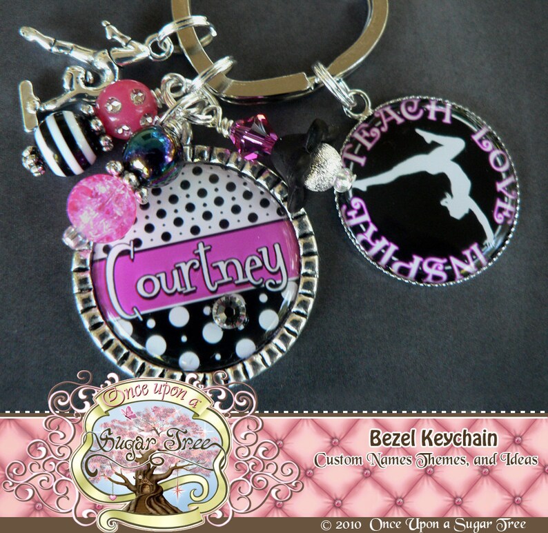 GYMNASTICS KEY CHAIN or Necklace Pink Black Personalized Etsy