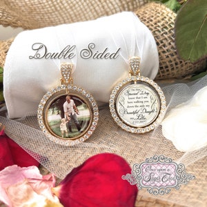 Custom Photo Memorial Bouquet Charm-Bridal Picture Charm-Double Sided-Wedding Memorial Gift-Attach to Bouquet-Loss of Loved One Remembrance