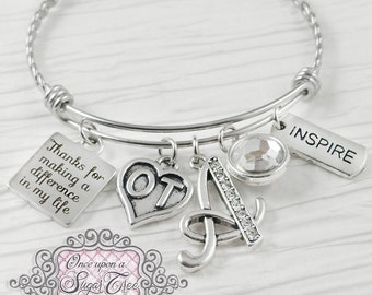 OT GIFTS , Thank you Bracelet, Occupational Therapy Gifts, Letter Bangle Bracelet-Jewelry, Occupational Therapist- Inspire, Therapist Gift