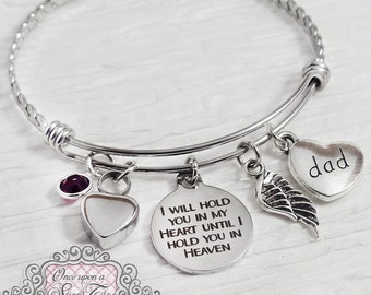 URN BRACELET, Cremation Bracelet- Loss of Dad Bracelet, Remembrance, Mom Memorial, Loss of Daughter, Hold you in my heart, Wing, Bereavement