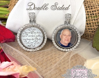 Loss of Dad Wedding Remembrance Gift for Bride-Custom Photo Memorial Bouquet Charm-Double Sided-Wedding Memorial Gift-Attach to Bouquet-Mom