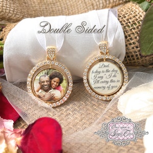 Wedding Memorial Bridal Bouquet Charm-Double Sided-Dad Today is the Day I Say I Do-Remembrance Gift-Attach to Bridal Bouquet-Bridal Keepsake