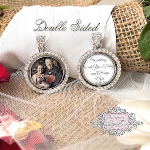 Walking Beside You Today and Always-Photo Bouquet Charm-Wedding Memorial Picture Charm-Two Sided-Loss of Loved One-Bride Memory-Remembrance