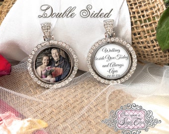 Walking Beside You Today and Always-Photo Bouquet Charm-Wedding Memorial Picture Charm-Two Sided-Loss of Loved One-Bride Memory-Remembrance