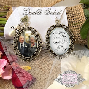 Bridal Bouquet Charm with Photo for Wedding Remembrance-Loss of Loved One-Bride Memorial Bouquet Charm-Wedding Memory Gift-Double Sided