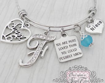 SWEET 16 Niece GIFT, 16th Birthday Gift,You are more loved than you could possibly know-Bangle Bracelet, Personalized Jewelry- 16th Birthday