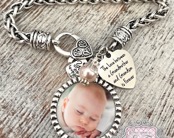 Grandma Gift from Grandson-Photo Bracelet-The Love Between a Grandmother and Grandson is Forever-Photograph Jewelry-Birthday-Mother's Day