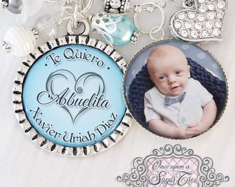 Personalized ABUELITA NECKLACE- Grandma Grammy Gift (or Keychain), I love you Gift- Photo Necklace-Baby, Grandma Jewelry Children's Names