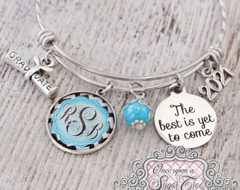 Monogram 2024 Graduation Gift-The Best Is Yet To Come Jewelry-2023 Graduate Gift-Custom Bangle Bracelet-Class of 2024-High School-College