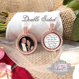 Loss of Dad Wedding Remembrance Gift for Bride-Custom Photo Memorial Bouquet Charm-Double Sided-Wedding Memorial Gift-Attach to Bouquet-Mom