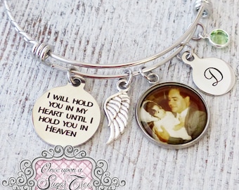 Pulsera conmemorativa, regalos personalizados para recordar fotos, regalos de duelo y luto, memorial para papá, regalo de condolencia, ala de ángel, foto, pérdida del padre