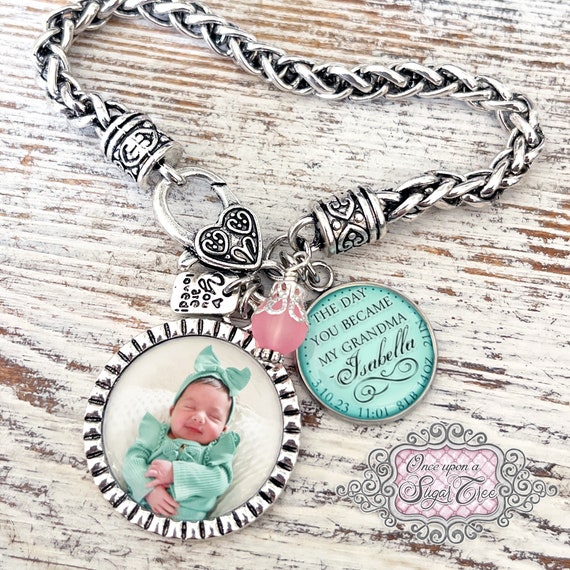 Bracciale Elastico Per Nuova Mamma, Con Pietre Rotonde 8 Mm, In Acciaio Inox, Lunghezza 17,8 Cm, Regalo Per La Festa Della Mamma