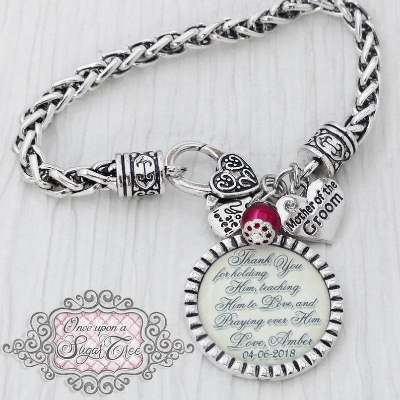 Mother of the Groom Gift Wedding Gifts for Parents Thank you Jewelry for Mother of the Groom Date Jewelry Personalized Wedding Bracelet