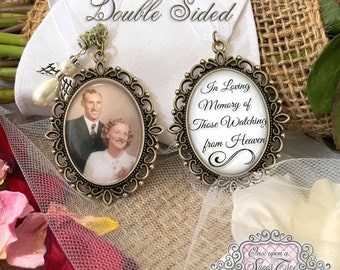 Bridal Bouquet Charm-Memorial Photo Charm for Bride's Bouquet-Memory Gift-Wedding Remembrance for Loss of Loved One-Double Sided-Photograph