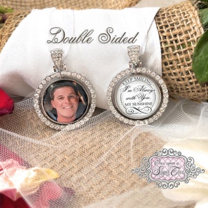 I&#39;m Always With You-Wedding Memorial Gift for Bride-Loss of Loved One Wedding Memory Bouquet Charm-Double Sided-Remembrance Gift-Photo Gift