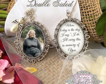 Wedding Bridal Memorial Charm for Loss of Father-Wedding Bouquet Picture Charm-Photo Memory-Attach to Bridal Bouquet-Double Sided-Keepsake