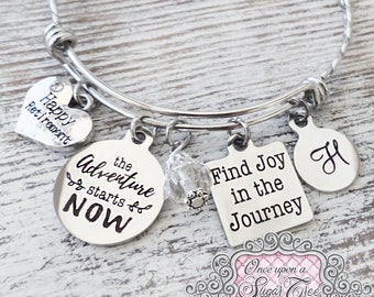 Retirement Gifts for Her, Happy Retirement Bracelet-The Adventure starts now, Find Joy in the Journey, Personalized Jewelry,New Journey gift