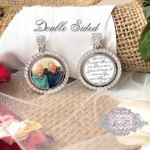 Wedding Memorial Charm-Memory Photo Bride Bouquet Charm-Remembrance Gift-Attach to Bridal Bouquet-Wedding Loss of Loved One-Double Sided