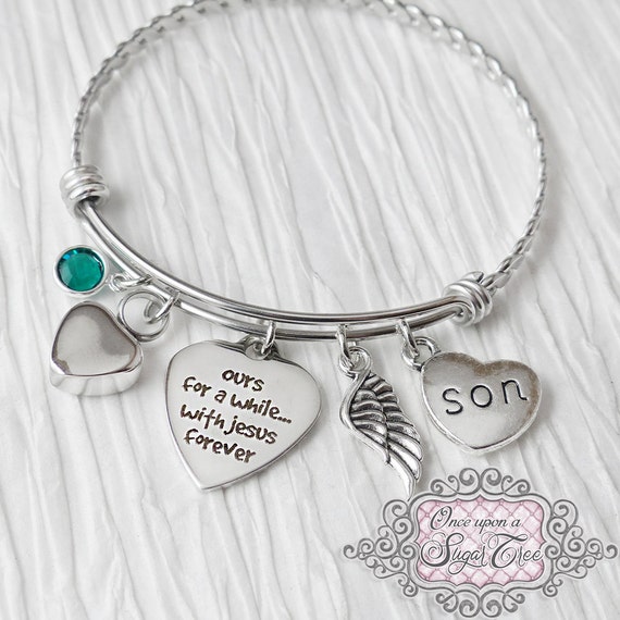 Cremation Jewelry, Urn Cremation Bracelet- Son Memorial Bracelet