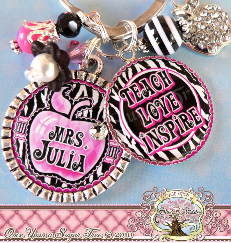 TEACHER GIFT PERSONALIZED Name Bezel Necklace Zebra Print Etsy