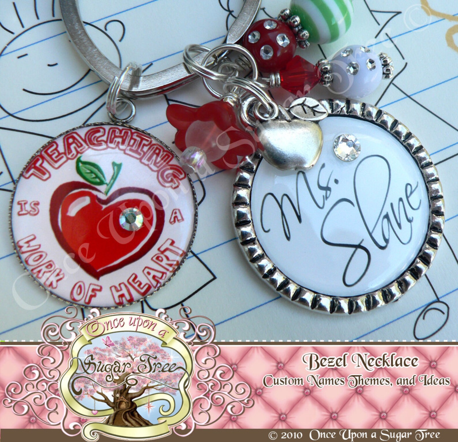Custom Teacher Gift-apple Keychain-teaching is a Work of Heart-teacher ...