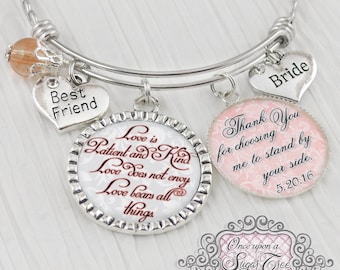 Bride Gift from Bridesmaid Maid of Honor - Personalized BANGLE Bracelet - Gift for Bride - Thank You for choosing me to stand by your side