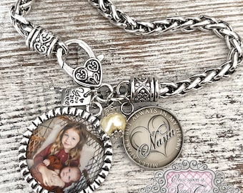 Nana Photo Bracelet-Long Distance Grandma Gift-Miles Apart But Always In My Heart Jewelry for Her-Mother's Day Gift for Grandma-Mom-Aunt