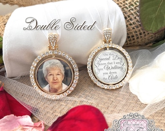 Foto Bruidsboeket Charme-Wedding Remembrance Bride Gift-Memorial Photo Charm-Double Side-Verlies van een geliefde Gift-Bevestig aan bruidsboeket