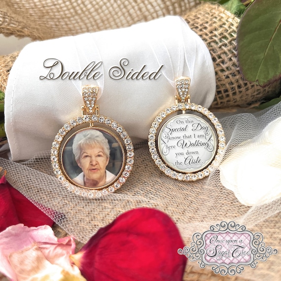 Memorial Photo Bridal Bouquet Charm, Loss of Loved One Gift
