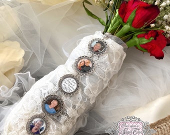 Photo Memorial Bouquet Charm for Bride-Camina conmigo hoy y siempre,Papa-Wedding Remembrance Gift-Loss of Gift-Loss of Dad-Photo Charm