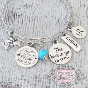 Retirement Gifts for Women-Happy Retirement Bracelet-The best is yet to come-Personalized Bangle-Jewelry-Enjoy the Next Chapter-Coworker