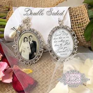Memorial Photo Bouquet Charm-On This Special Day Know That We Are Here Walking You Down the Aisle-Bride Memorial Loss Gift-Double Sided-Date