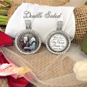 May include: Double-sided memorial charm with a photo on one side and a quote on the other. The quote reads "Those We Love don't go away, They Walk Beside Us every day!"