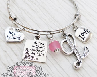 Best Friend Gifts-Sisters in Christ are Sister for Life, Soul Sister Bracelet, Best Friend Gift, Christmas Gifts,Personalized Christian Gift