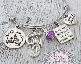 Quinceanera-armband, 15-årspresent, barnbarnsarmband, personliga smycken - Mis Quince Anos, smycken - krona, du är mer älskad