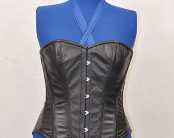 Echt Leder Overbust Korsett: Gothic Steampunk Steel Boned Bustier