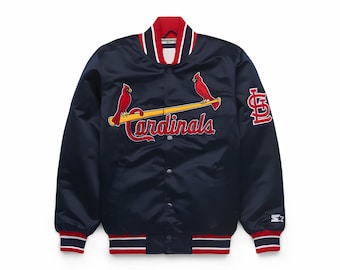 St. Louis Cardinals Varsity Jacke aus Satin, Navy Blau Baseball Bomberjacke
