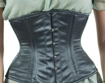 Graues Satin Unterbrust Korsett | Stahl entbeinte Taillen Cincher, Gothic Steampunk