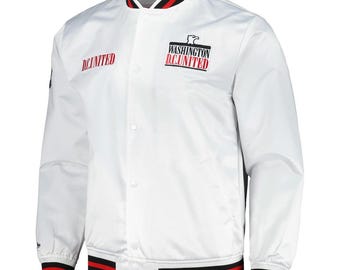 Chaqueta universitaria de satén blanco del Washington D.C. United / Chaqueta bomber de fútbol / Chaqueta Letterman del D.C. United