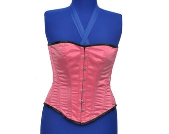 Baby Rosa Satin Überbrust Korsett: Stahl Ohne Knochen Taille Training