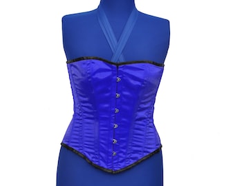 Lila Satin Überbrust Korsett: Stahl Ohne Knochen Taille Training Bustier