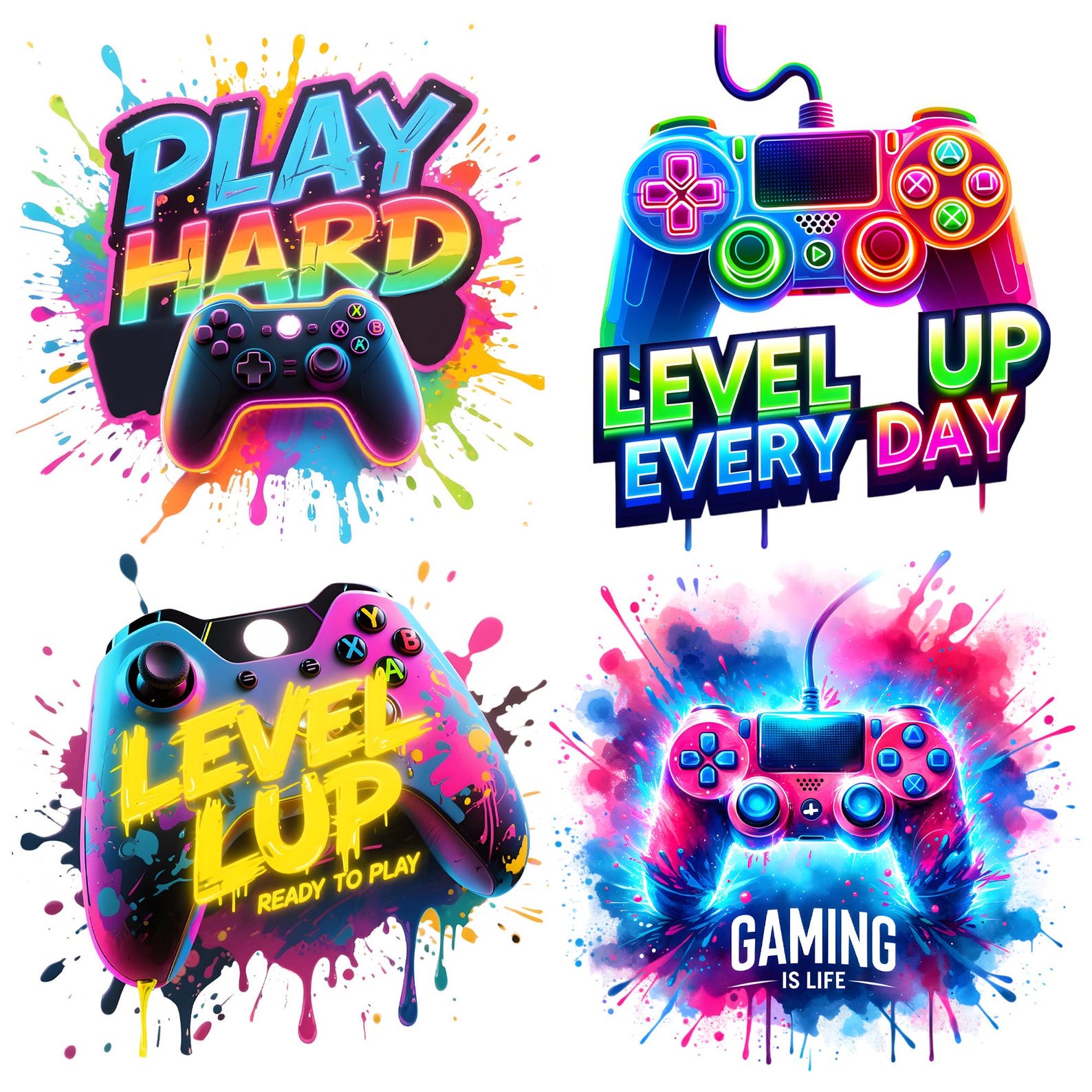 Gaming Clipart PNG Bundle, Gamer PNG, Game Controller Clipart PNG ...